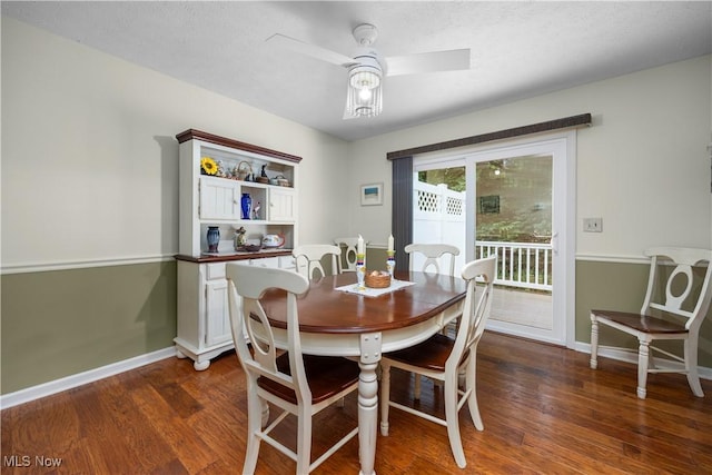 14531 Cross Creek Ln Unit 7, North Royalton, OH 44133 - dining area with dark wood-type flooring and a ceiling fan
