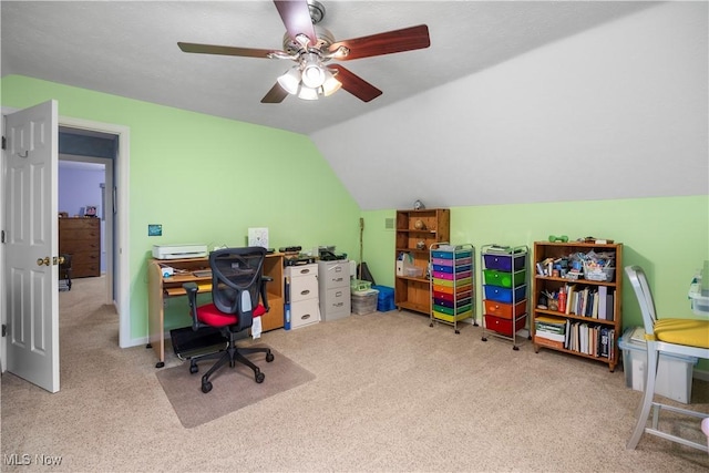 14531 Cross Creek Ln Unit 7, North Royalton, OH 44133 - office with carpet floors, ceiling fan, and lofted ceiling