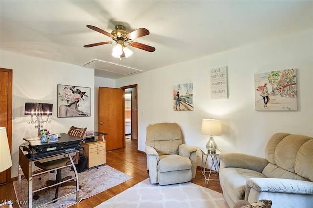 1433 Raleigh Blvd, Copley, OH 44321 - office space featuring attic access, a ceiling fan, and wood finished floors
