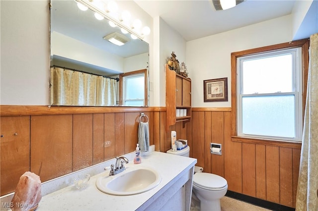 1433 Raleigh Blvd, Copley, OH 44321 - full bathroom with healthy amount of natural light, wainscoting, vanity, and wooden walls