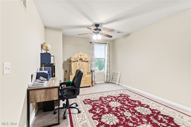 464 Marfa Cir, Copley, OH 44321 - office area featuring light carpet and ceiling fan