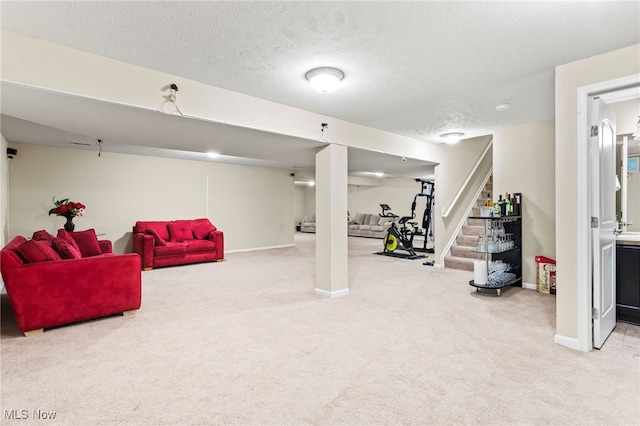 464 Marfa Cir, Copley, OH 44321 - finished below grade area with carpet floors, stairway, and a textured ceiling