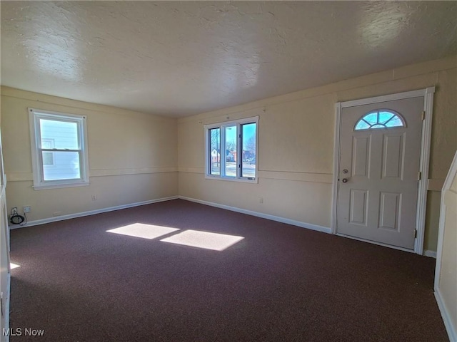 23326 Roger, Euclid, OH 44123 - foyer featuring dark colored carpet, a textured ceiling, and healthy amount of natural light