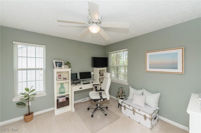 23450 Wainwright Ter, Olmsted Falls, OH 44138 - carpeted office featuring a ceiling fan and baseboards