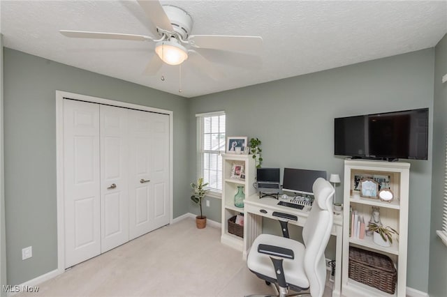 23450 Wainwright Ter, Olmsted Falls, OH 44138 - carpeted home office featuring ceiling fan and a textured ceiling