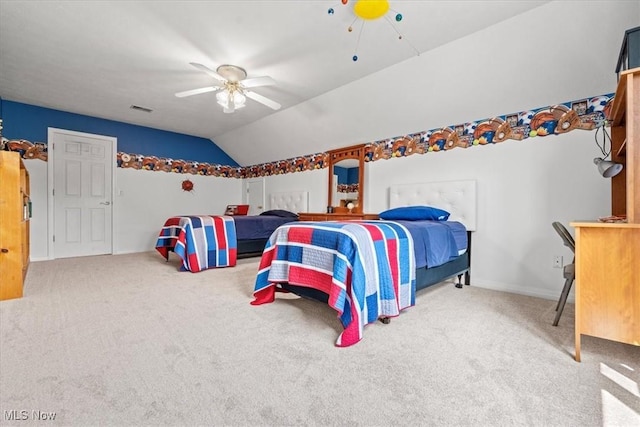 1103 Greenmont Cir, Vienna, WV 26105 - bedroom featuring carpet floors, ceiling fan, and lofted ceiling