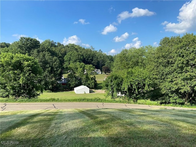 100 Crestview Dr, Newcomerstown, OH 43832 - view of green lawn featuring a storage unit