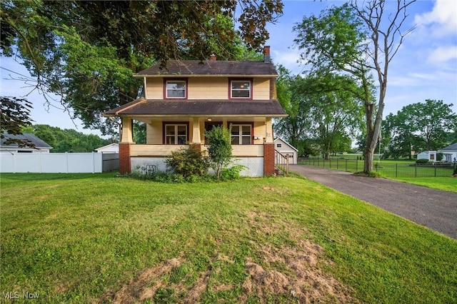 57 Charles Ave, Boardman, OH 44512 - traditional style home featuring a porch and a chimney