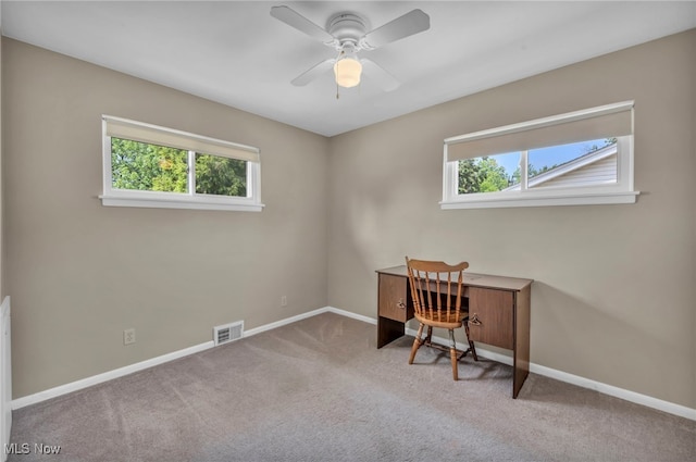 484 E 319th St, Willowick, OH 44095 - carpeted home office with baseboards and ceiling fan