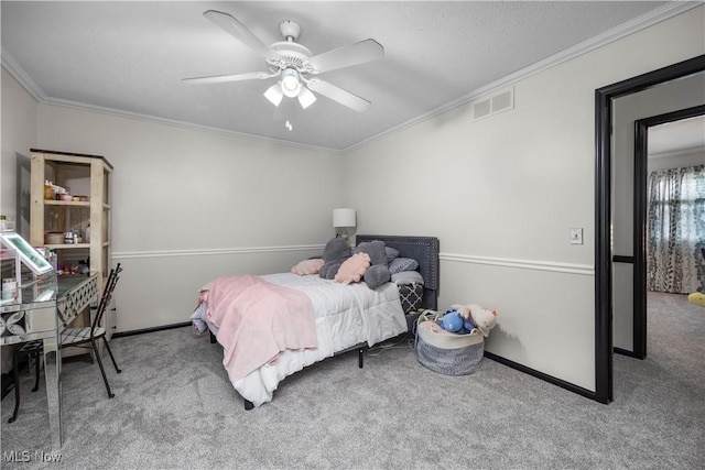 26938 Tall Oaks Trl, Olmsted Twp, OH 44138 - carpeted bedroom with crown molding and a ceiling fan