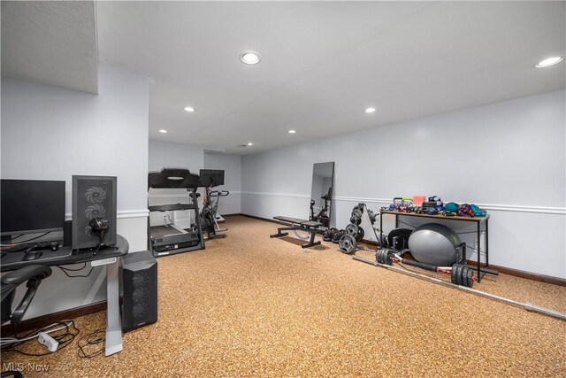 26938 Tall Oaks Trl, Olmsted Twp, OH 44138 - exercise room with recessed lighting and baseboards