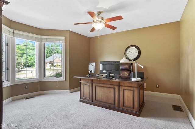 8883 Michaels Ln, Broadview Heights, OH 44147 - home office with light carpet and a ceiling fan