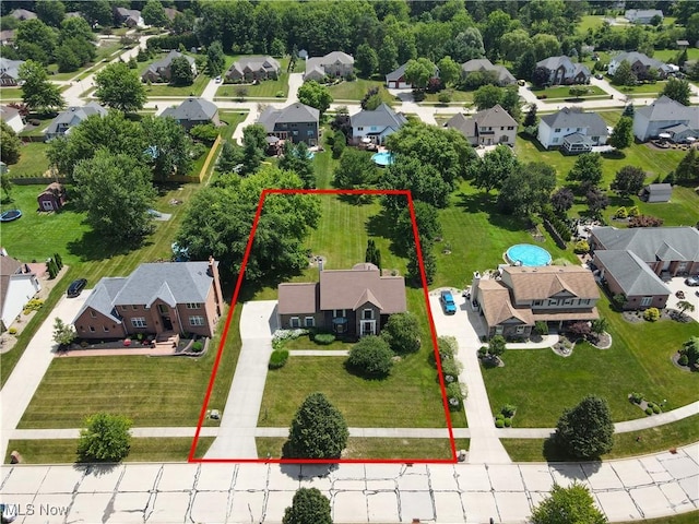 8883 Michaels Ln, Broadview Heights, OH 44147 - aerial perspective of suburban area featuring property parcel outlined