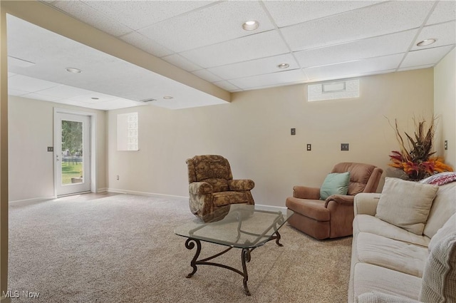 8883 Michaels Ln, Broadview Heights, OH 44147 - living room with light carpet, plenty of natural light, a drop ceiling, and recessed lighting