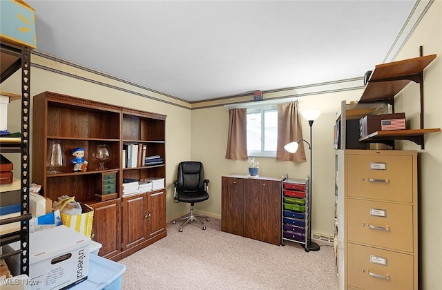 6122 Forest Ridge Dr, North Olmsted, OH 44070 - office area featuring light colored carpet and ornamental molding