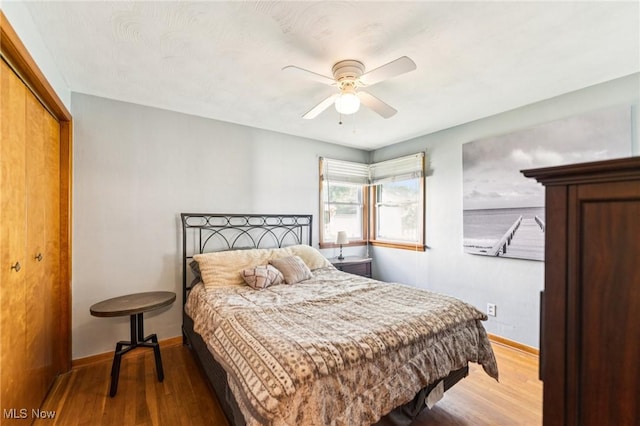 129 Whitman Blvd, Elyria, OH 44035 - bedroom with wood finished floors, a closet, and a ceiling fan