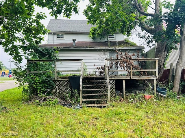 518 Jefferson Ave, Cambridge, OH 43725 - rear view of property featuring stairway and a wooden deck