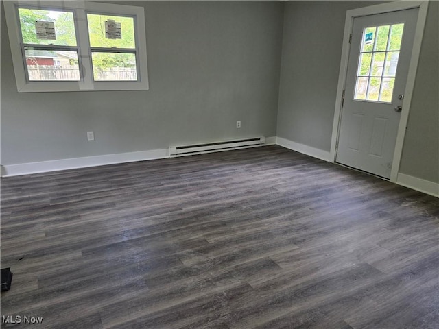 2500 Redgate Ln, Austintown, OH 44511 - spare room with a baseboard radiator and dark wood finished floors