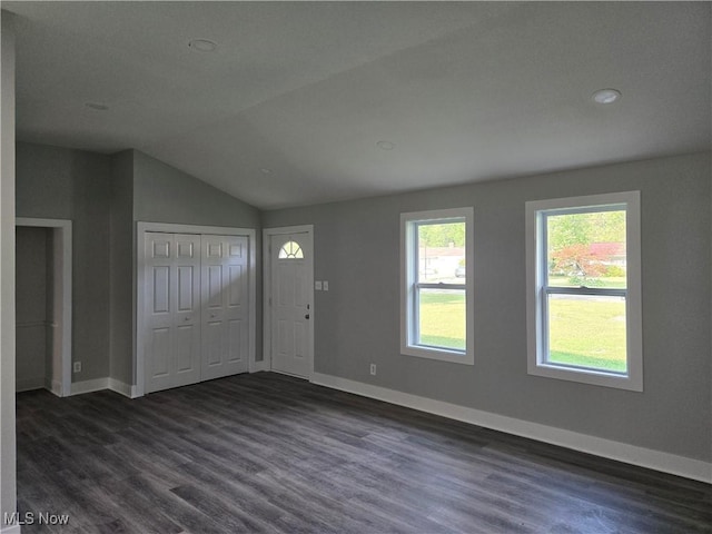 2500 Redgate Ln, Austintown, OH 44511 - entrance foyer with dark wood-type flooring and lofted ceiling