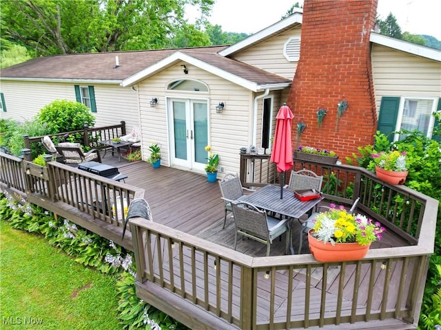 4145 Old River Rd, Philo, OH 43771 - deck with french doors and outdoor dining area