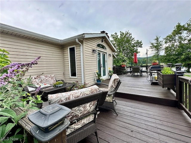 4145 Old River Rd, Philo, OH 43771 - wooden deck featuring outdoor lounge area and outdoor dining space