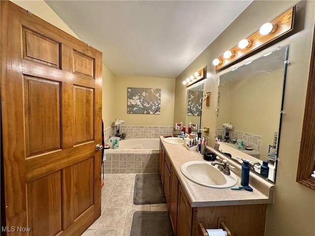 4145 Old River Rd, Philo, OH 43771 - full bathroom with tile patterned floors, a bath, and double vanity
