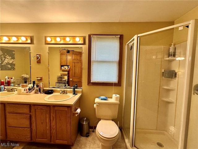 4145 Old River Rd, Philo, OH 43771 - full bath with a shower stall, double vanity, and tile patterned floors