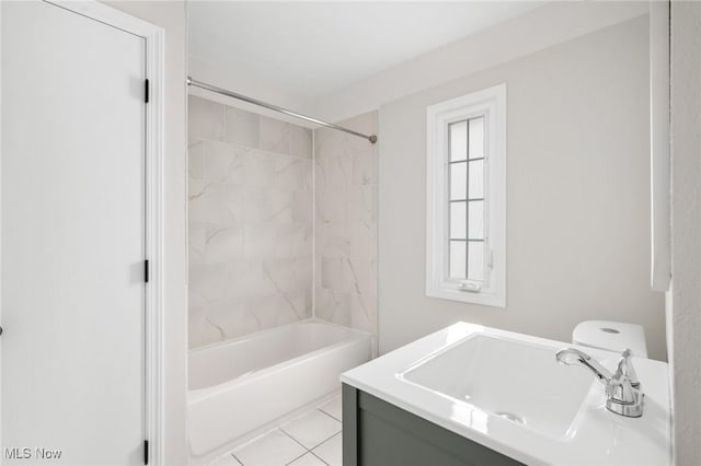 18112 Lomond Blvd, Shaker Heights, OH 44122 - full bathroom with washtub / shower combination, vanity, and tile patterned floors