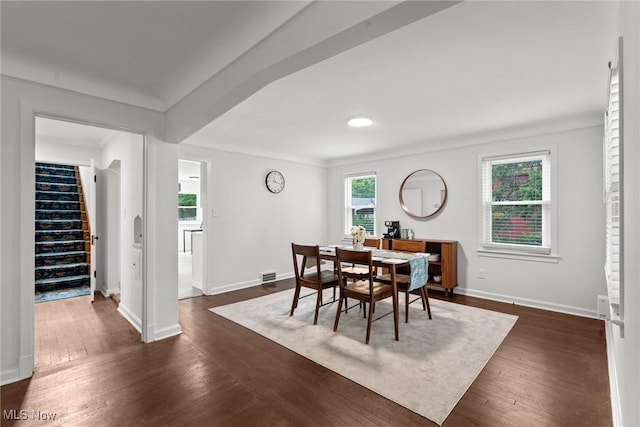 1361 Plainfield Rd, South Euclid, OH 44121 - dining space with stairs and dark wood finished floors