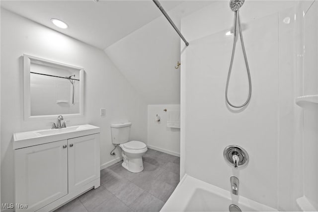 1361 Plainfield Rd, South Euclid, OH 44121 - full bathroom with lofted ceiling, shower / washtub combination, vanity, and tile patterned floors