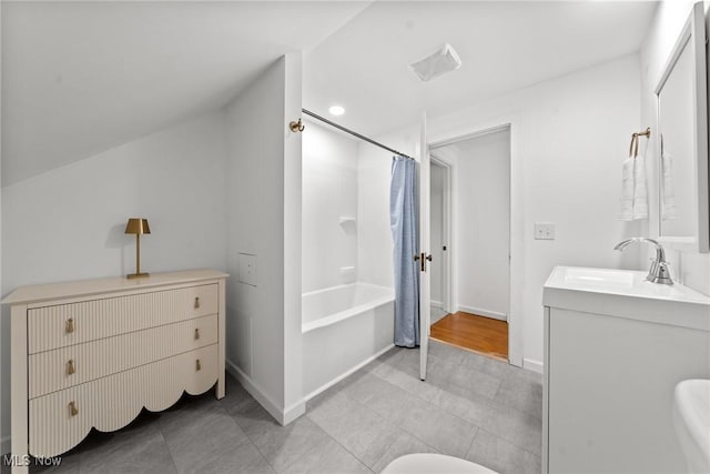 1361 Plainfield Rd, South Euclid, OH 44121 - full bathroom featuring vanity, shower / bath combination with curtain, and tile patterned floors