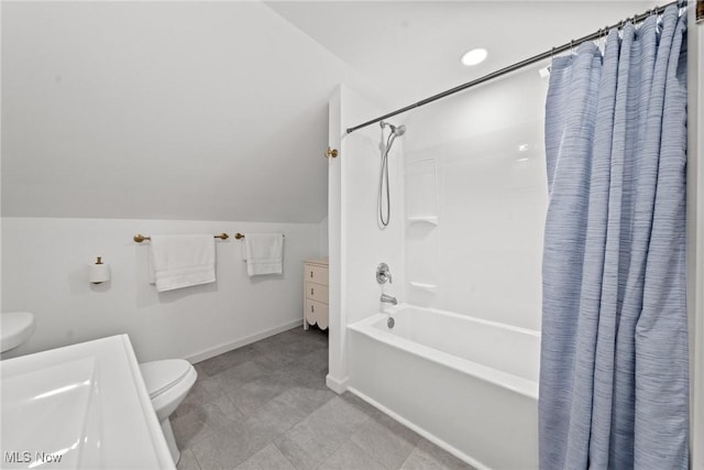 1361 Plainfield Rd, South Euclid, OH 44121 - bathroom with shower / bath combo and vaulted ceiling