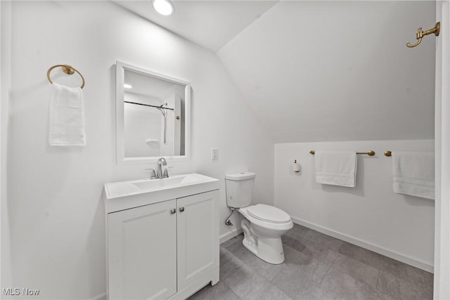 1361 Plainfield Rd, South Euclid, OH 44121 - full bathroom featuring vaulted ceiling, vanity, and a shower