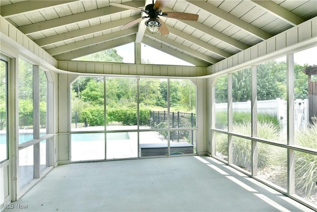 191 Maple Leaf Dr, Hubbard, OH 44425 - unfurnished sunroom featuring ceiling fan