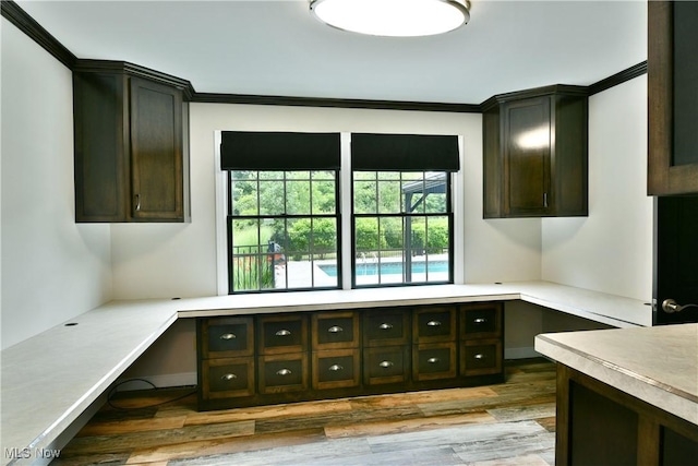 191 Maple Leaf Dr, Hubbard, OH 44425 - unfurnished office featuring plenty of natural light, wood finished floors, and crown molding