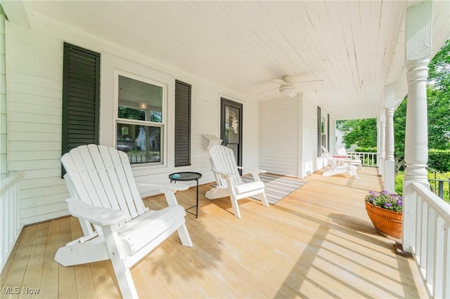 128 Forest Hill Dr, Avon Lake, OH 44012 - wooden porch featuring ceiling fan