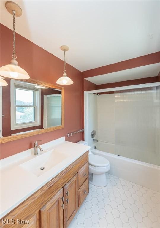 3817 Washington Park Blvd, Newburgh Heights, OH 44105 - full bath with vanity, shower / tub combination, and tile patterned flooring