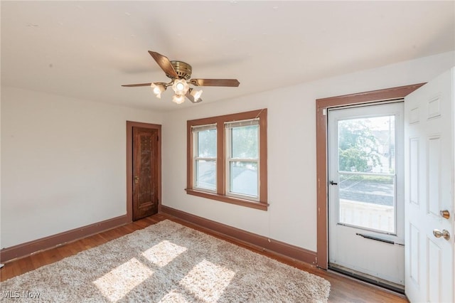 3817 Washington Park Blvd, Newburgh Heights, OH 44105 - entryway with wood finished floors and ceiling fan