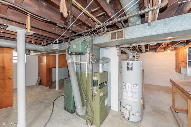 3817 Washington Park Blvd, Newburgh Heights, OH 44105 - unfinished basement featuring gas water heater and heating unit