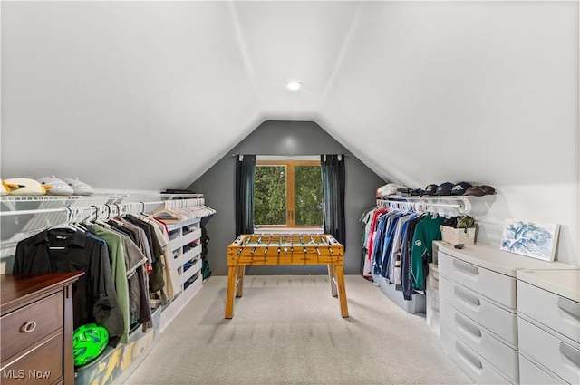 7604 Spring Garden Rd, Parma, OH 44129 - walk in closet featuring carpet flooring and lofted ceiling