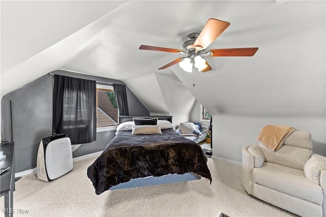 7604 Spring Garden Rd, Parma, OH 44129 - bedroom with carpet floors, ceiling fan, and vaulted ceiling