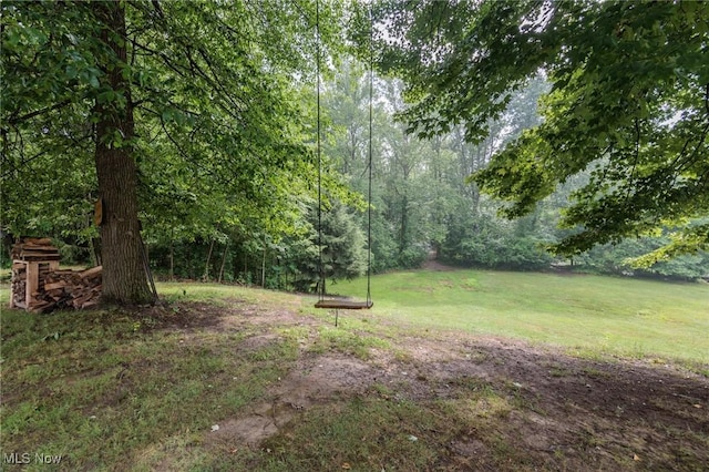 11756 Clarke Rd, Columbia Station, OH 44028 - view of green lawn with a forest view