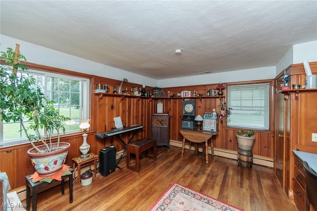 11756 Clarke Rd, Columbia Station, OH 44028 - office area featuring hardwood / wood-style flooring and a textured ceiling