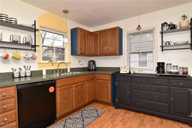 3921 Grosvenor Rd, South Euclid, OH 44118 - kitchen featuring dishwasher, open shelves, and dark countertops