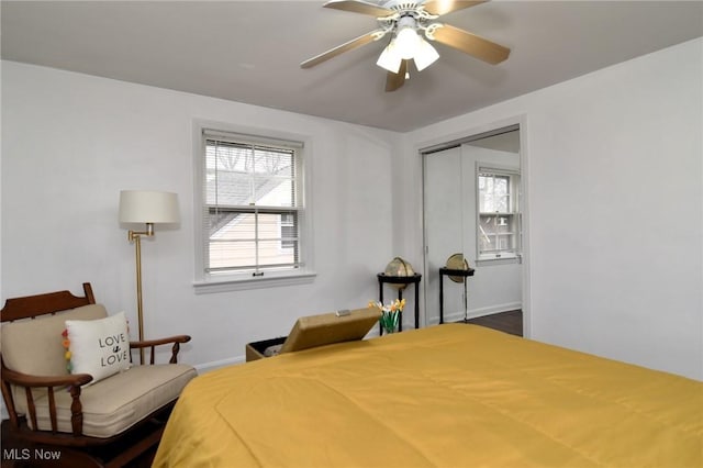 3921 Grosvenor Rd, South Euclid, OH 44118 - bedroom with a closet and a ceiling fan