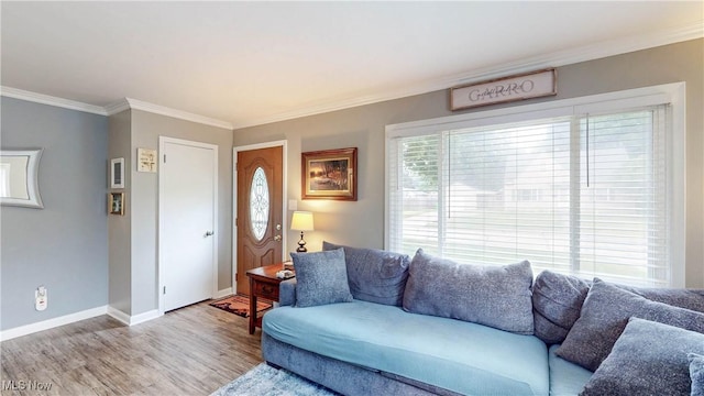 87 Holcomb Ave, Mogadore, OH 44260 - living room with wood finished floors and crown molding