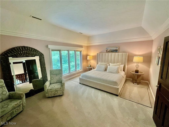 23547 Quail Holw, Westlake, OH 44145 - bedroom with carpet floors, ornamental molding, and a tray ceiling