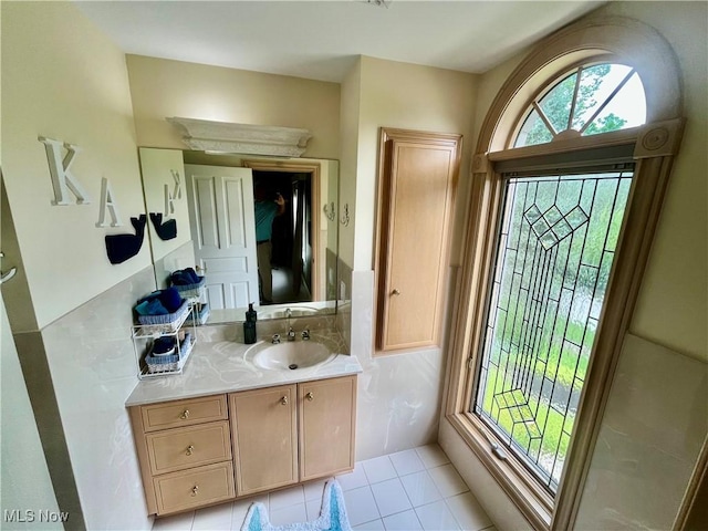 23547 Quail Holw, Westlake, OH 44145 - bathroom with vanity and tile patterned flooring