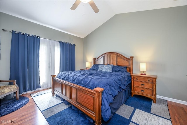4504 Ledge Ct, Kent, OH 44240 - bedroom with lofted ceiling, wood finished floors, and a ceiling fan