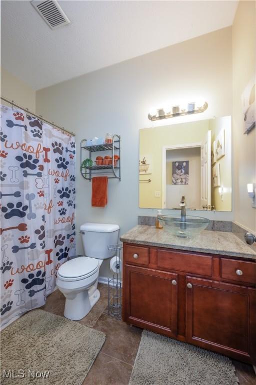 4504 Ledge Ct, Kent, OH 44240 - bathroom with vanity, tile patterned floors, and a shower with shower curtain